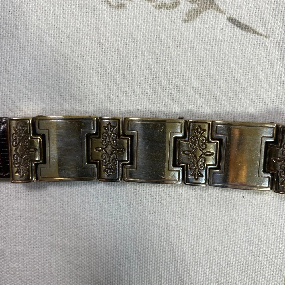 Brighton VINTAGE cowgirl MADE IN USA Belt Leather Silver Metal Faux Snake 40609‎